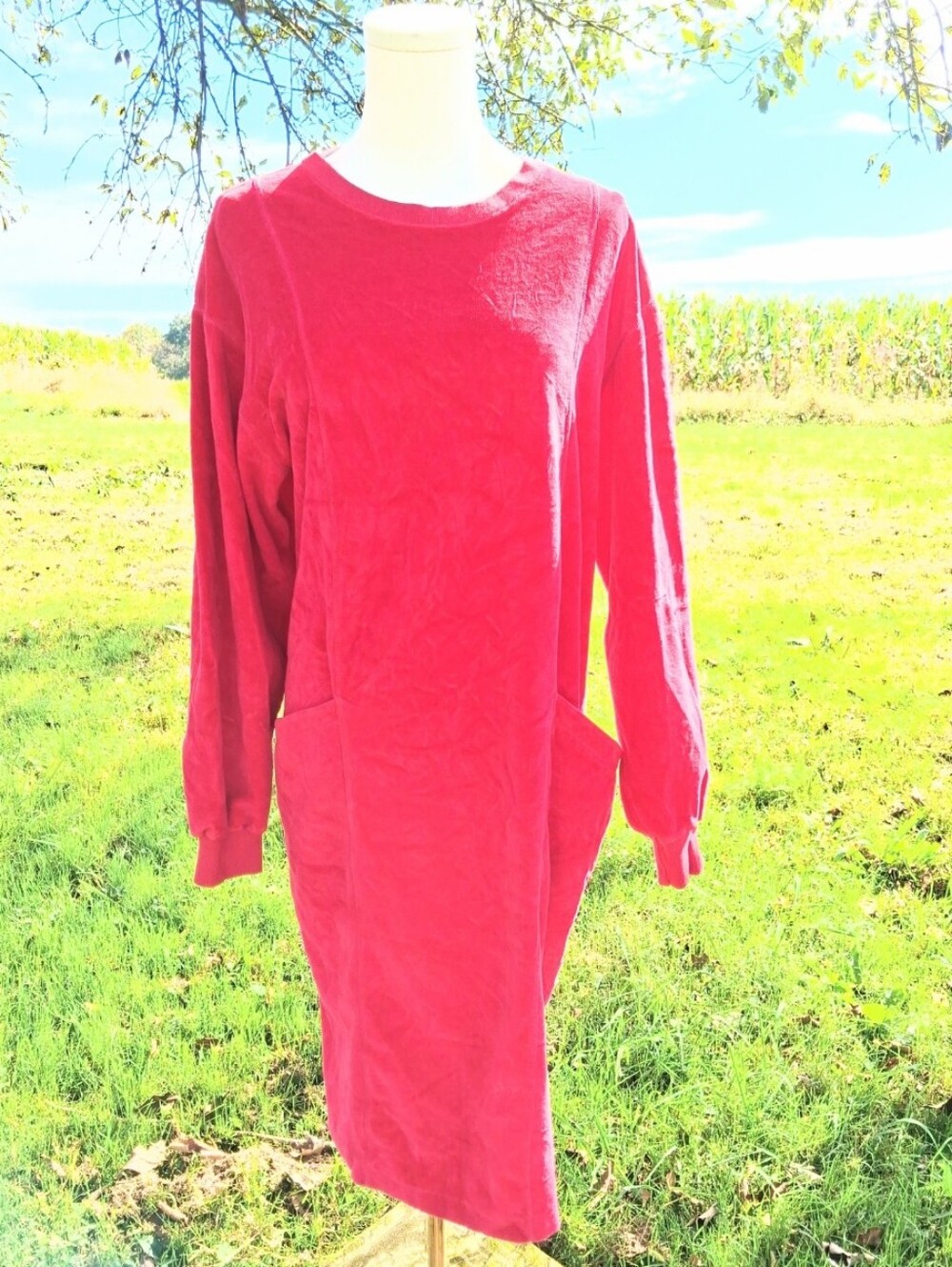 Christian Dior Actifs 80s Vintage Pink Velour Slouchy Athleisure Dress Small